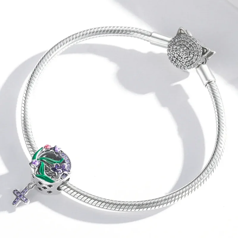 (kép) PANDORA típusú Nőies erő - Virágkereszt Charm - SCC2142 - Megtekintés 3