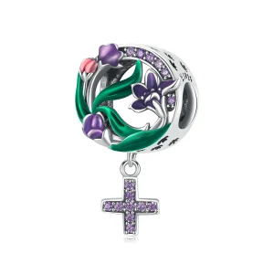 (kép) PANDORA típusú Nőies erő - Virágkereszt Charm - SCC2142