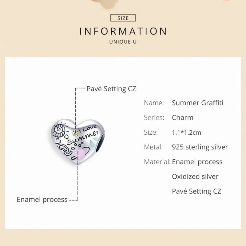 (kép) PANDORA típusú nyári graffiti charm - SCC1529 - Megtekintés 6