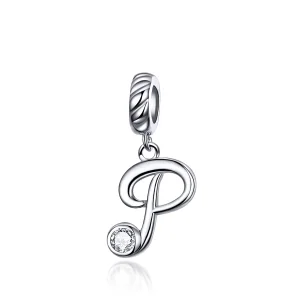 (kép) PANDORA típusú p betű függő charm - SCC1183-P