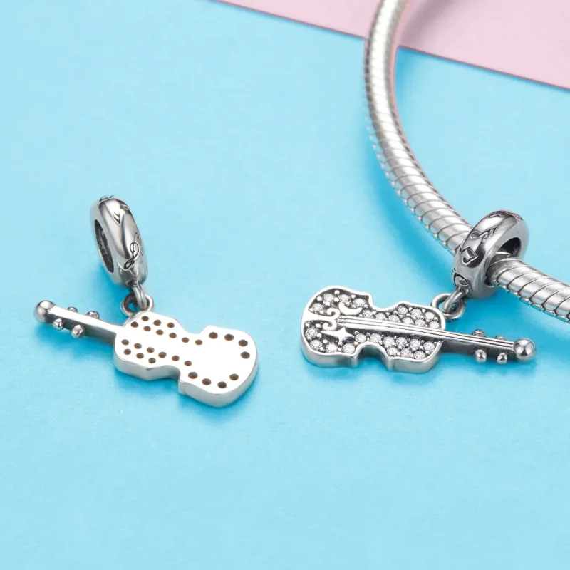 (kép) PANDORA típusú pavé hegedű függő charm - SCC1078 - Megtekintés 3