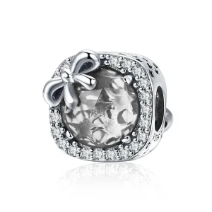 (kép) PANDORA típusú pavé íjcsomó charm - SCC1058-WH