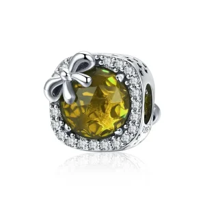 (kép) PANDORA típusú pavé sárga íjcsomó charm - SCC1058-YE