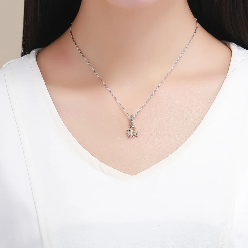 (kép) PANDORA típusú pavé sun meet moon függő charm - SCC1135 - Megtekintés 4