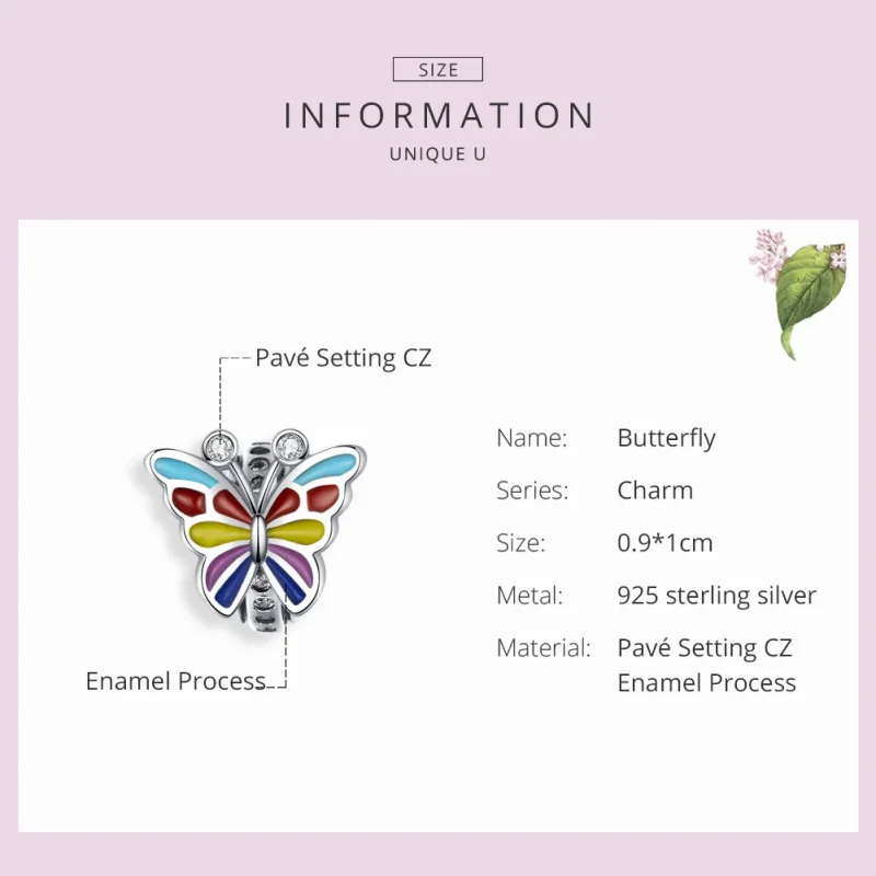 (kép) PANDORA típusú pillangó charm - SCC1195 - Megtekintés 3