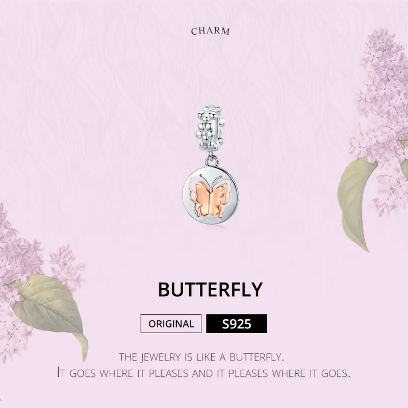 (kép) PANDORA típusú pillangó függő charm - SCC1250 - Megtekintés 2