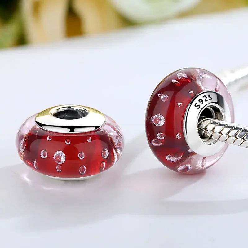 (kép) PANDORA típusú Piros Murano üveg Charm - SCZ027 - Megtekintés 4