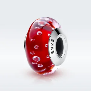 (kép) PANDORA típusú Piros Murano üveg Charm - SCZ027