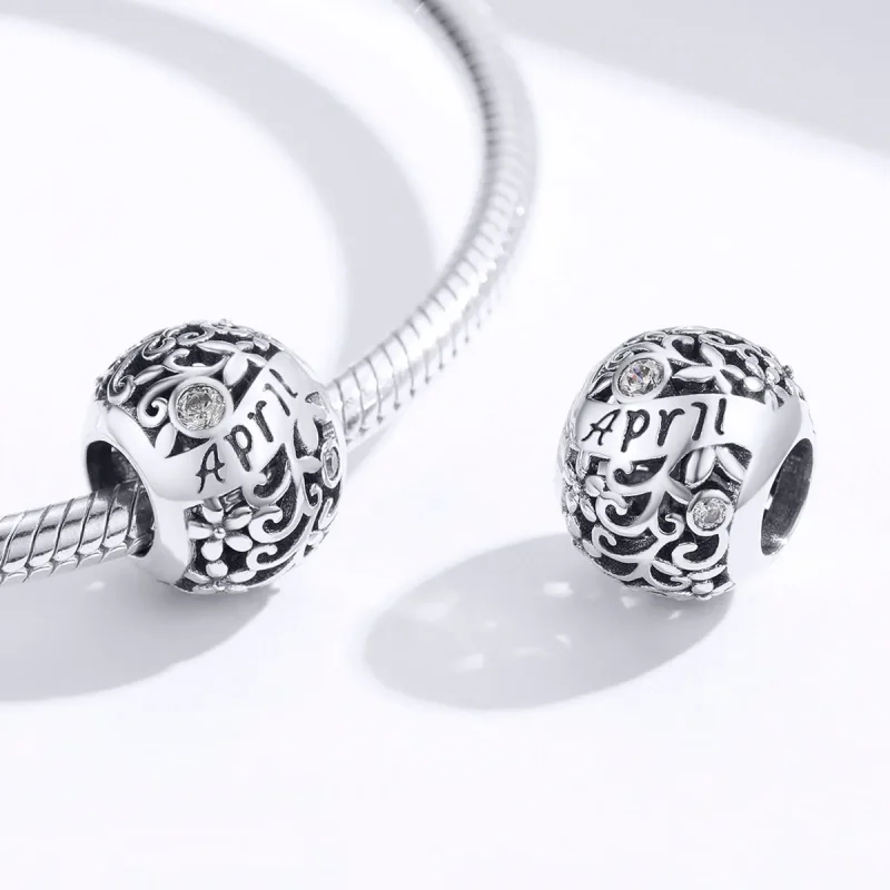 (kép) PANDORA típusú áprilisi születési kő charm - SCC1385-4 - Megtekintés 3