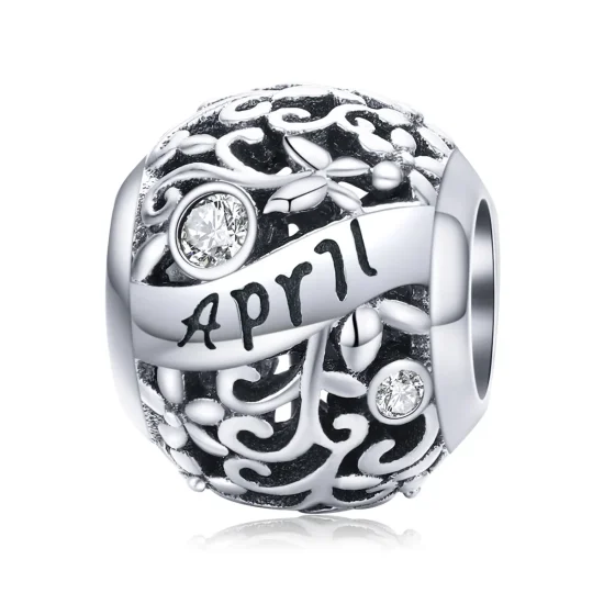(kép) PANDORA típusú áprilisi születési kő charm - SCC1385-4