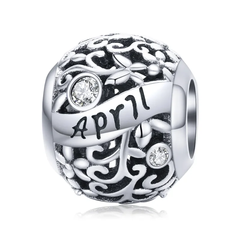 (kép) PANDORA típusú áprilisi születési kő charm - SCC1385-4
