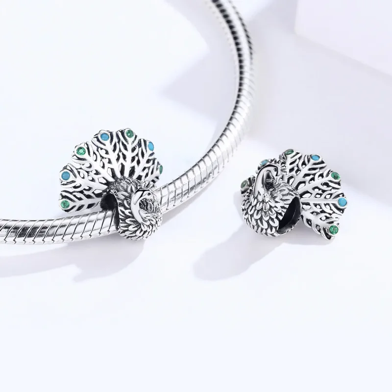 (kép) PANDORA típusú páva charm - SCC1260 - Megtekintés 4