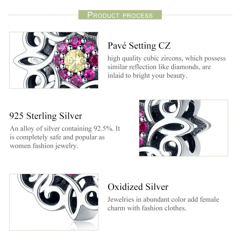 (kép) PANDORA típusú retro kaleidoszkóp charm - SCC1108 - Megtekintés 5