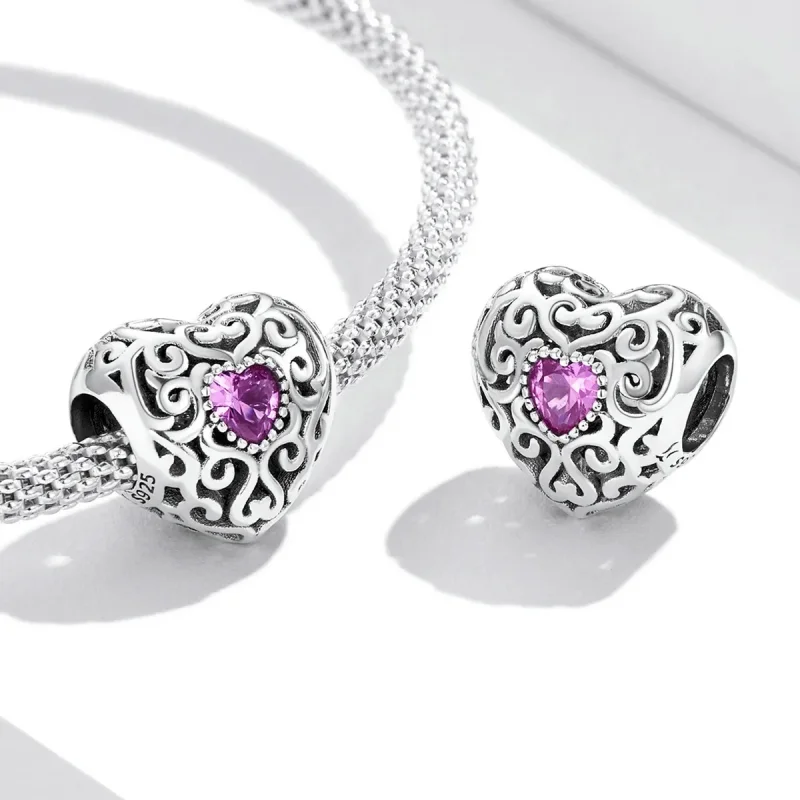 (kép) PANDORA típusú Retro minta szerelem Charm - SCC2136 - Megtekintés 4