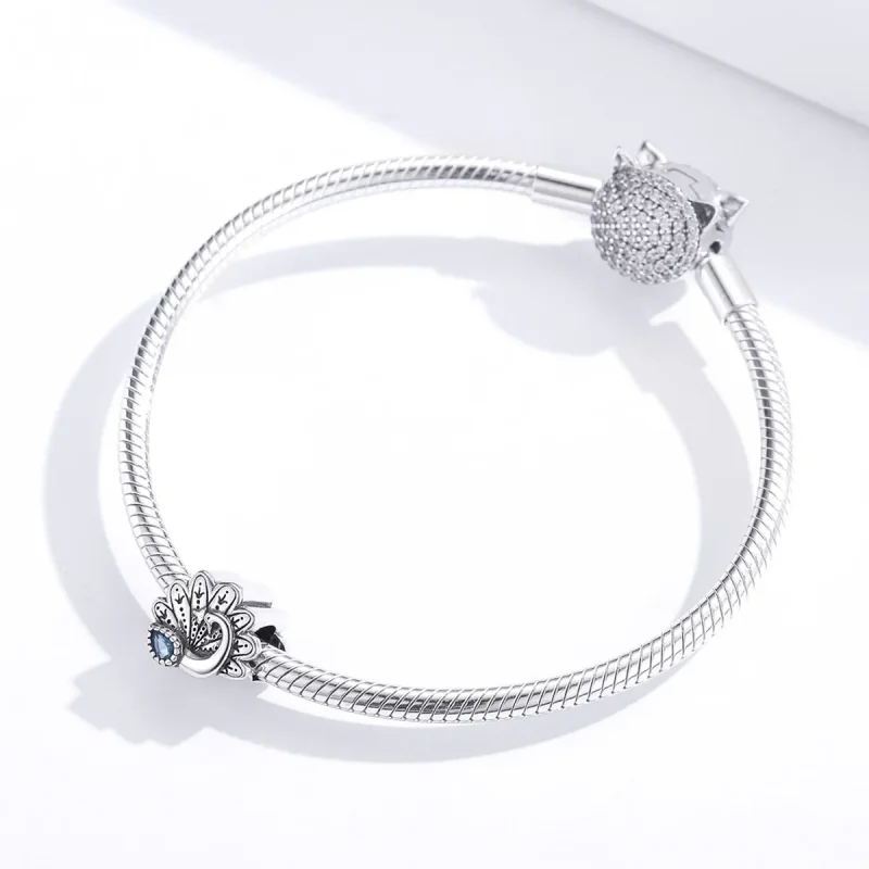 (kép) PANDORA típusú retro páva charm - SCC1558 - Megtekintés 2