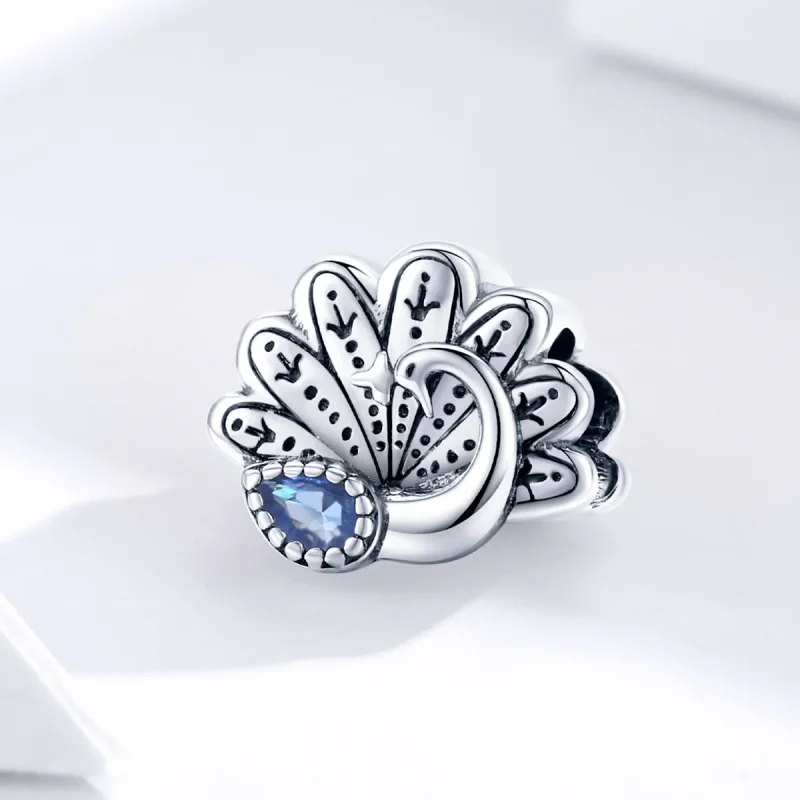(kép) PANDORA típusú retro páva charm - SCC1558 - Megtekintés 3