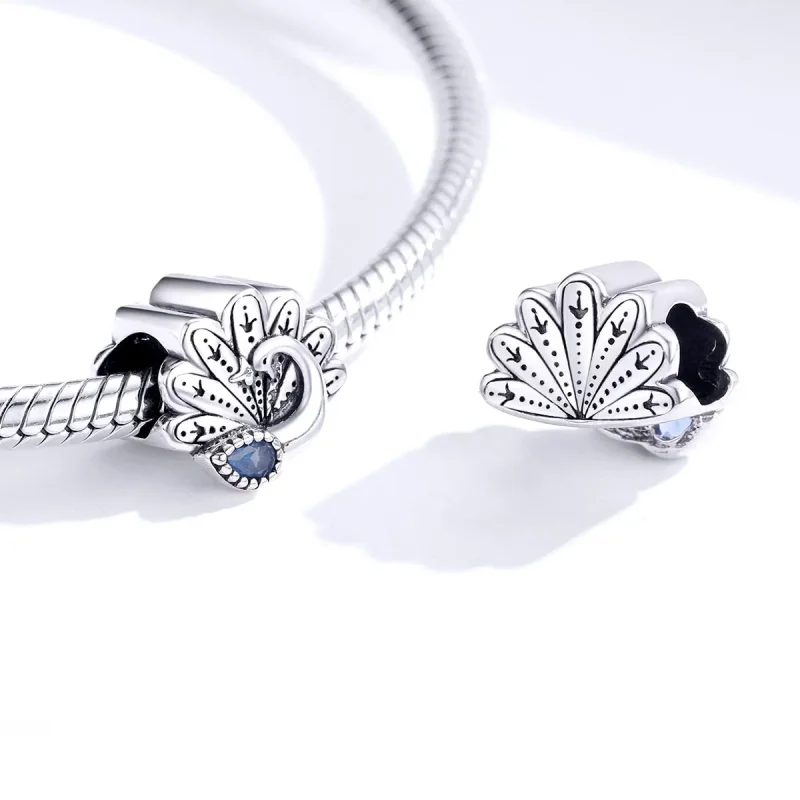 (kép) PANDORA típusú retro páva charm - SCC1558 - Megtekintés 4