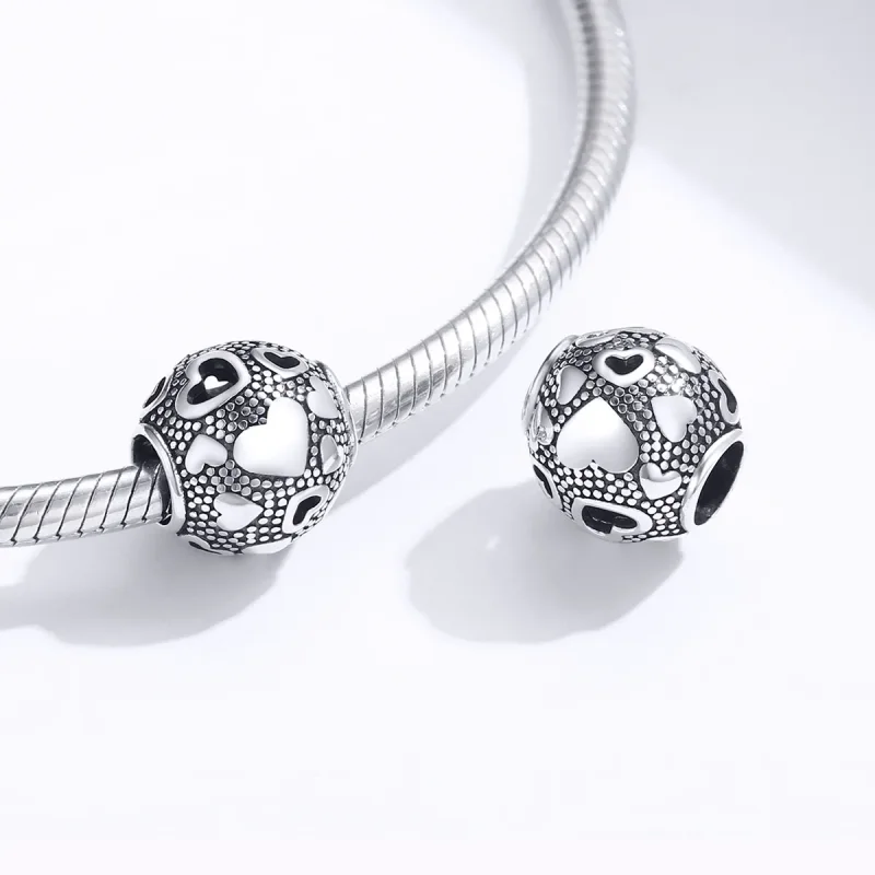 (kép) PANDORA típusú retro szív charm - SCC1451 - Megtekintés 4