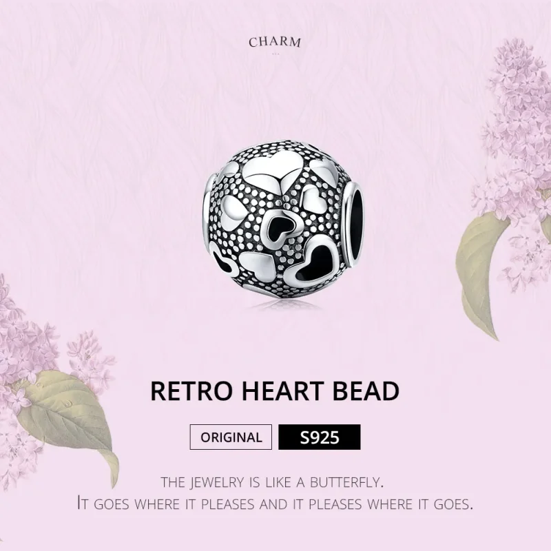 (kép) PANDORA típusú retro szív charm - SCC1451 - Megtekintés 6