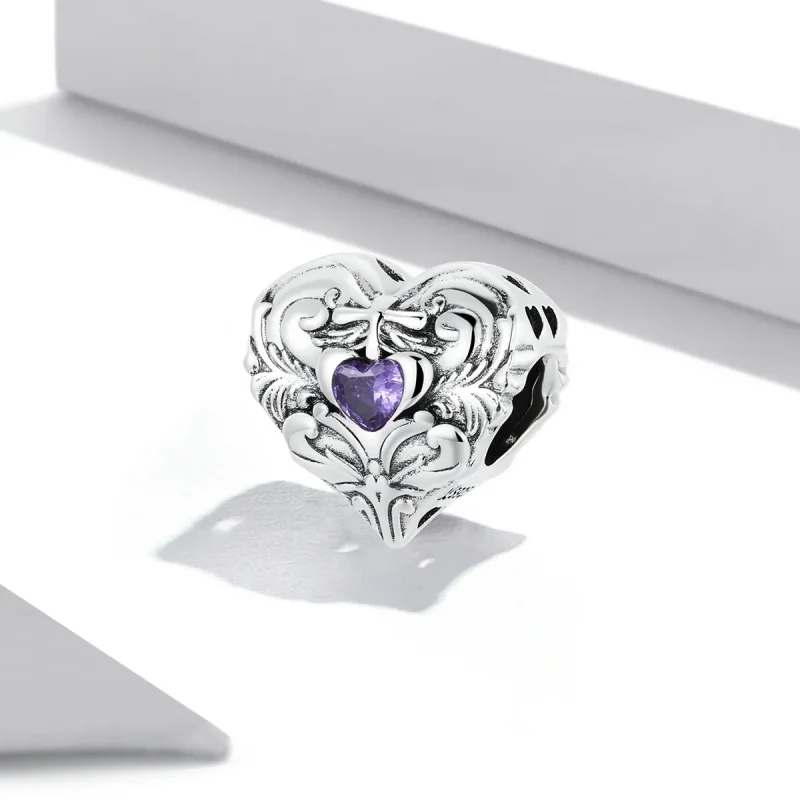 (kép) PANDORA típusú Retro szív Charm - SCC2158 - Megtekintés 2