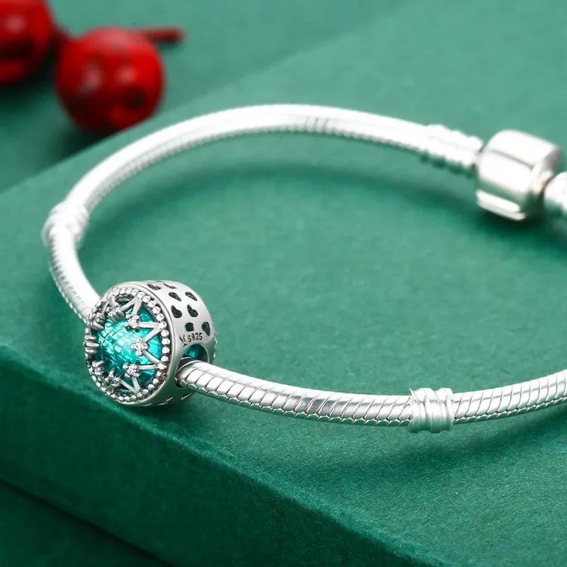 (kép) PANDORA típusú romantikus smaragd hópelyhek charm - SCC308 - Megtekintés 5