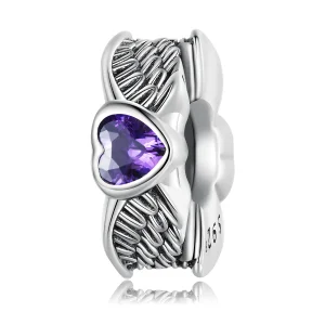 (kép) PANDORA típusú Őrző szív spacer charm - BSC677