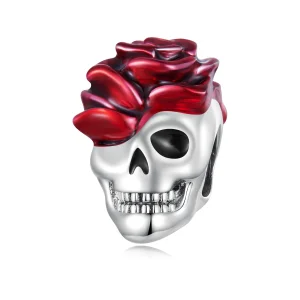 (kép) PANDORA típusú Rózsa koponya Charm - SCC2403