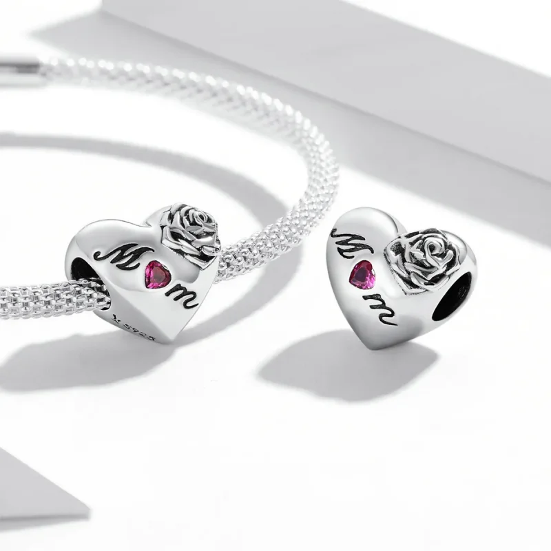 (kép) PANDORA típusú Rózsa szív Charm - SCC2072 - Megtekintés 4
