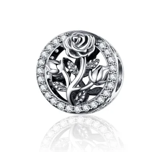 (kép) PANDORA típusú rózsa virág charm - SCC1189