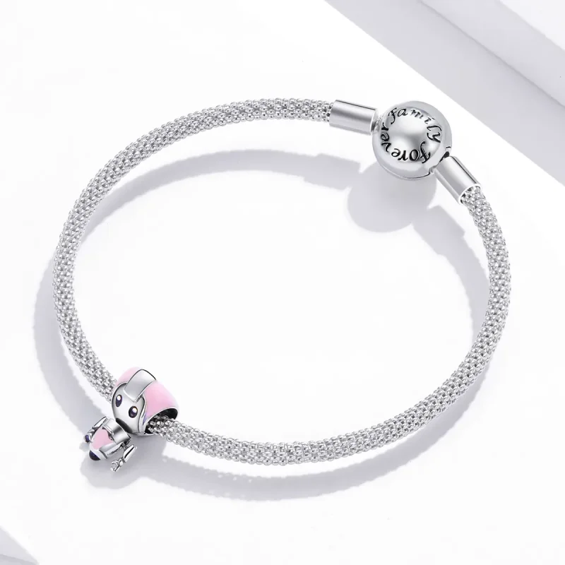 (kép) PANDORA típusú Rózsaszín babarobot Charm - SCC1774 - Megtekintés 3