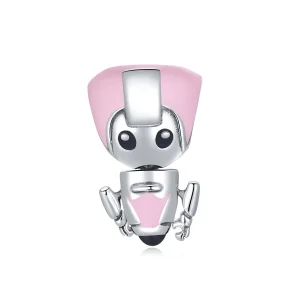 (kép) PANDORA típusú Rózsaszín babarobot Charm - SCC1774