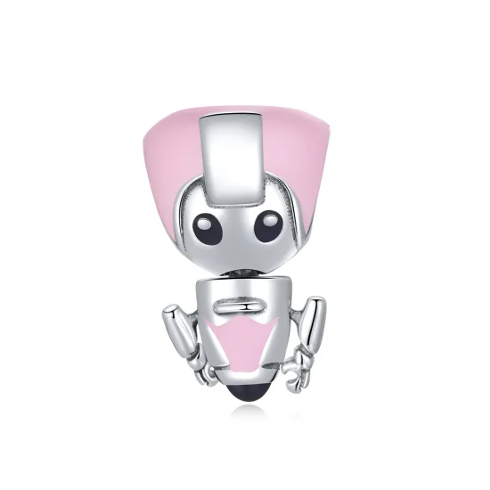(kép) PANDORA típusú Rózsaszín babarobot Charm - SCC1774
