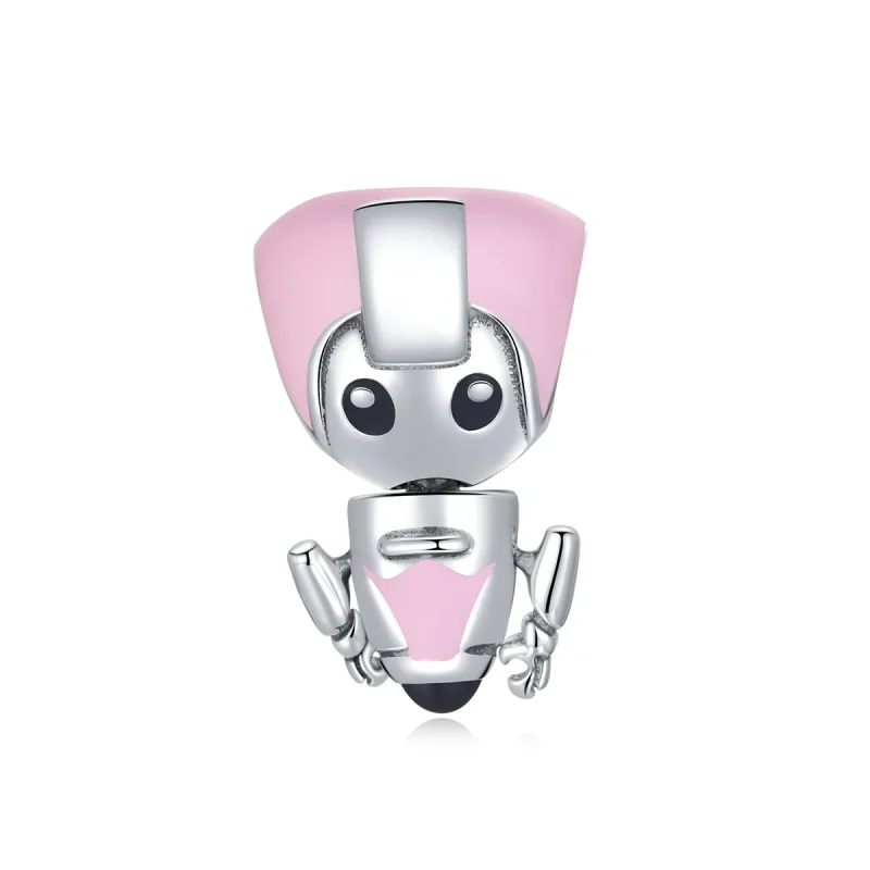 (kép) PANDORA típusú Rózsaszín babarobot Charm - SCC1774