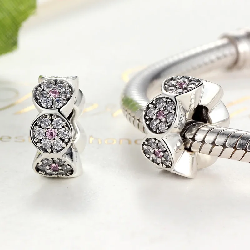 (kép) PANDORA típusú rózsaszín garland spacer charm - SCC101 - Megtekintés 4