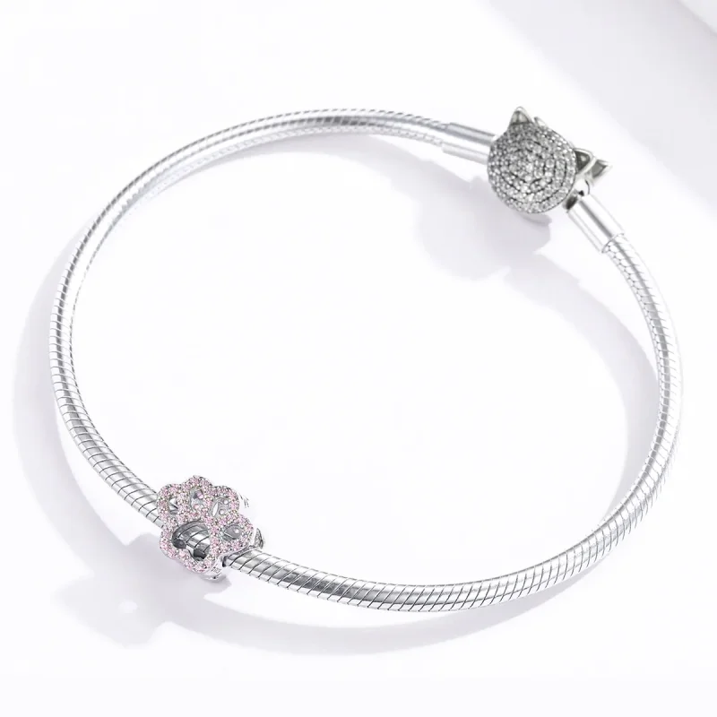 (kép) PANDORA típusú rózsaszín mancs charm - BSC164 - Megtekintés 3
