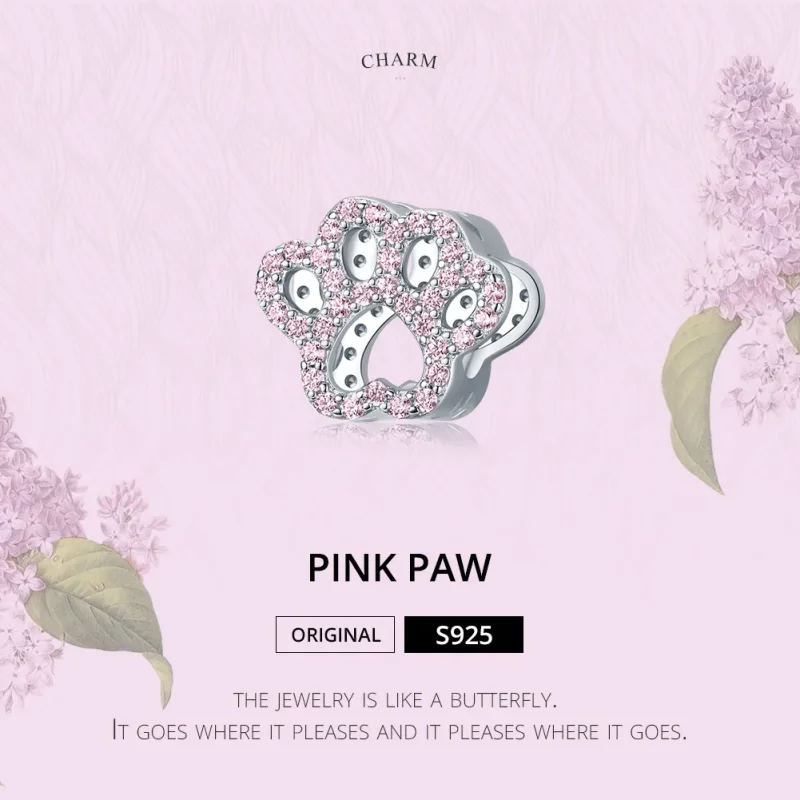 (kép) PANDORA típusú rózsaszín mancs charm - BSC164 - Megtekintés 6