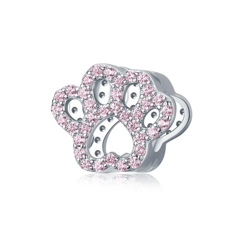 (kép) PANDORA típusú rózsaszín mancs charm - BSC164