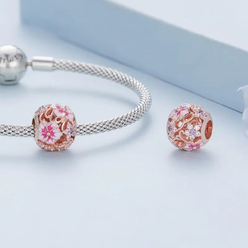 (kép) PANDORA típusú Rózsaszín Sakura Charm - BSC643 - Megtekintés 5
