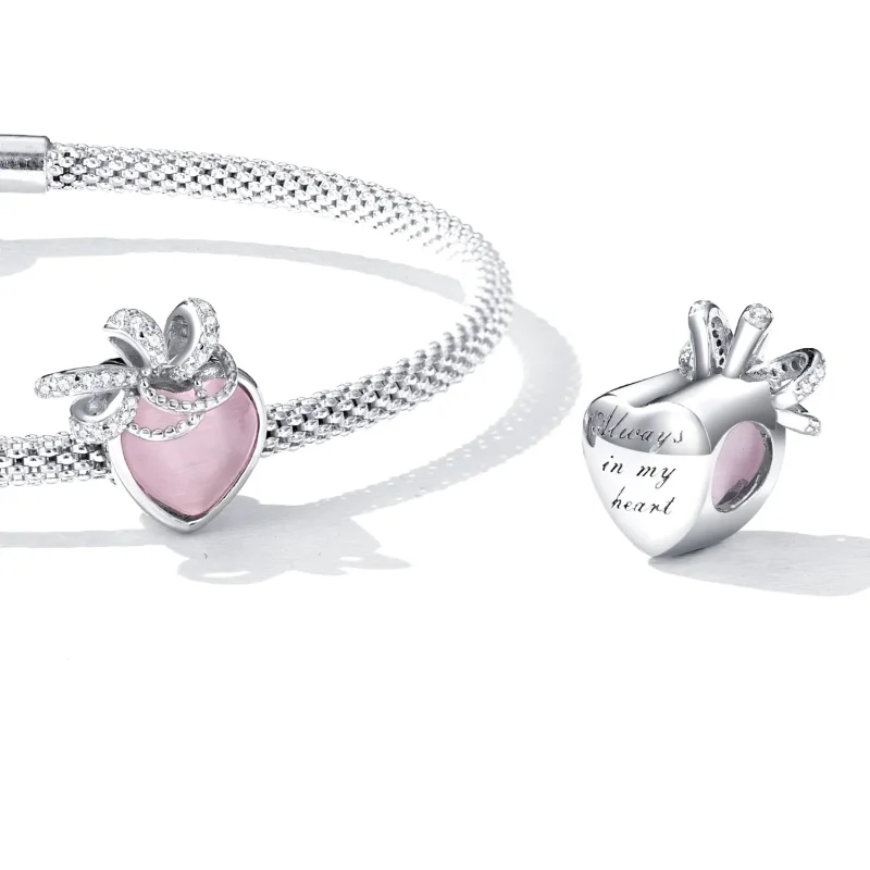 (kép) PANDORA típusú Rózsaszín szív Charm - SCC2261 - Megtekintés 5