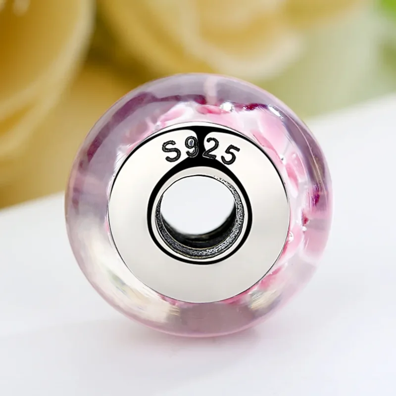 (kép) PANDORA típusú Rózsaszín virágok Murano üveg Charm - SCZ008 - Megtekintés 5