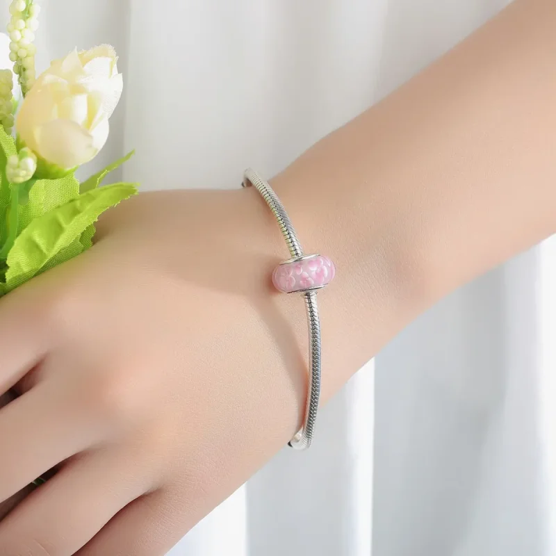 (kép) PANDORA típusú Rózsaszín virágok Murano üveg Charm - SCZ008 - Megtekintés 6