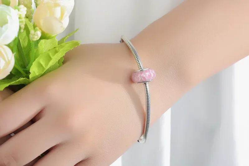 (kép) PANDORA típusú Rózsaszín virágok Murano üveg Charm - SCZ008 - Megtekintés 10