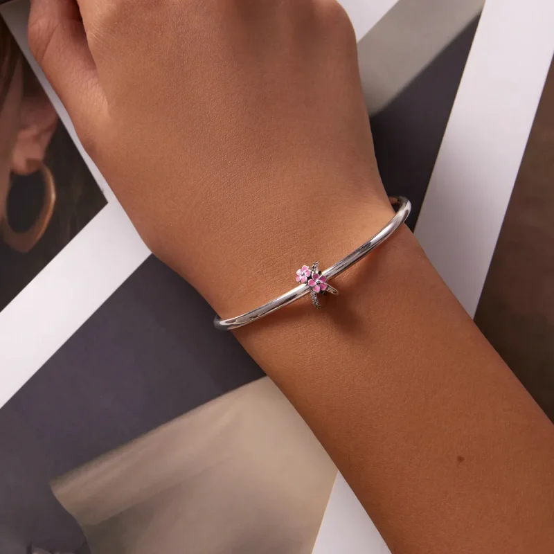 (kép) PANDORA típusú Rózsaszín virágok spacer charm - SCC2139 - Megtekintés 5