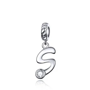 (kép) PANDORA típusú s betű függő charm - SCC1183-S