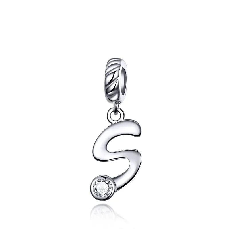 (kép) PANDORA típusú s betű függő charm - SCC1183-S