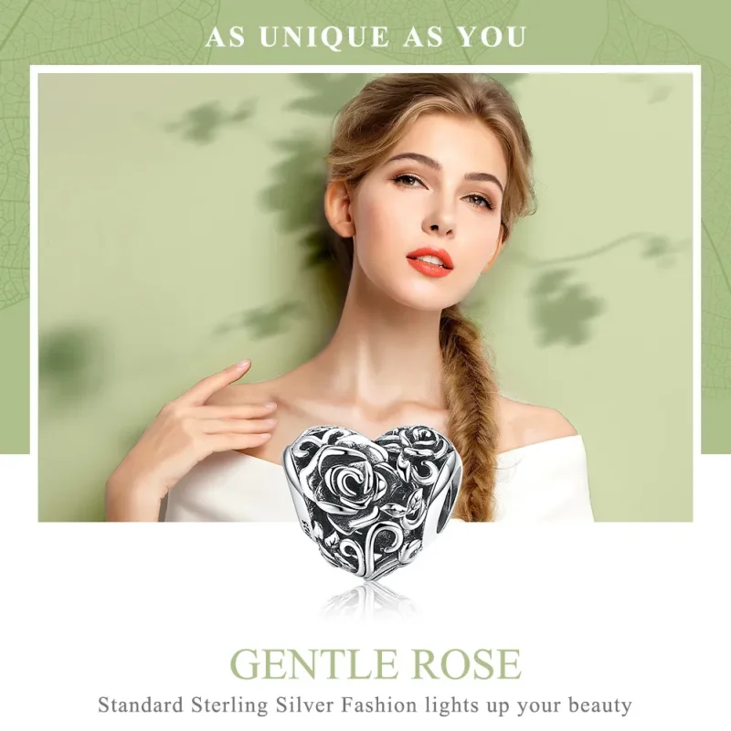 (kép) PANDORA típusú szelíd rózsa charm - SCC790 - Megtekintés 6