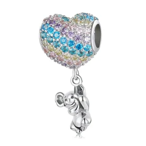 (kép) PANDORA típusú Szerelem Léggömb Koala Charm - SCC2116