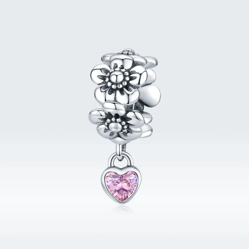 (kép) PANDORA típusú szerelem virág charm - SCC1485