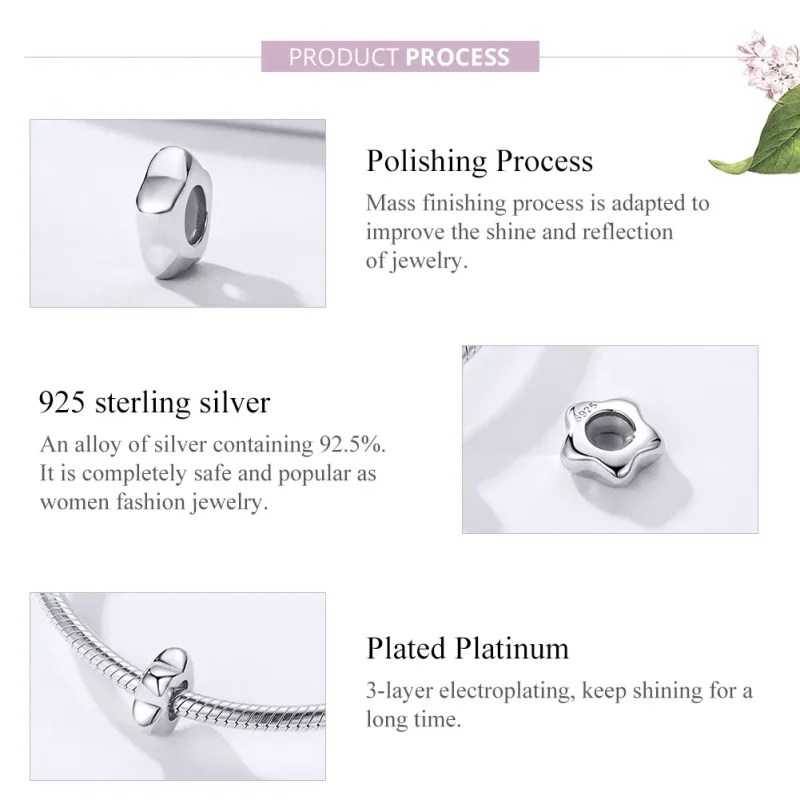 (kép) PANDORA típusú szilva virág spacer charm - SCC1168 - Megtekintés 4