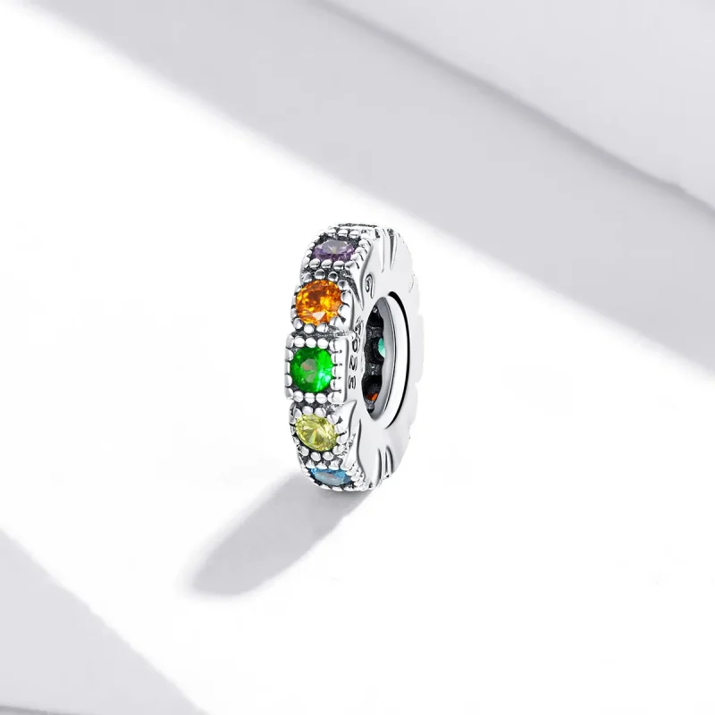 (kép) PANDORA típusú Szivárvány kő spacer charm - BSC473 - Megtekintés 2